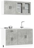 vidaXL K&uuml;chenbuffet vidaXL 4-tlg. K&uuml;chenschrank-Set Kalmar Betongrau...