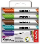 KORES Whiteboard Marker Whiteboardmarker 3-5mm Keilspitze Set mit 6 Farben pink,