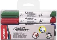 KORES Whiteboard Marker Whiteboardmarker 3mm Rundspitze Set mit 4 Farben...