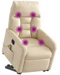 vidaXL Sessel Massagesessel mit Aufstehhilfe Beige Mikrofasergewebe (1-St) beige
