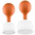 pulox Vakuum-Massager Schr&ouml;pfgl&auml;ser Set aus Echtglas 2 St&uuml;ck 5,2cm und 6,2cm Braun