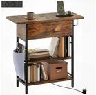 HOMCOM Beistelltisch mit Steckdosenleiste, 2 Ebenen, USB-Anschl&uuml;ssen, Stauraum