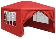 vidaXL Partyzelt Party-Zelt 400 x 300 x 255 cm Rot PE und Stahl