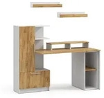 Vicco Schreibtisch Tomy, Wei&szlig;/Goldkraft Eiche, 150 x 59 cm 5er Set (4-St)