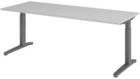 b&uuml;m&ouml; Schreibtisch XB-Serie, Rechteck: 200 x 80 cm - Dekor: Grau - Gestell:...