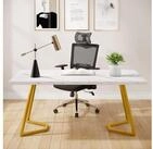 LuxusKollektion Schreibtisch Schreibtisch 140x80 cm Wei&szlig; Gold Computertisch...