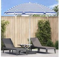 vidaXL Sonnenschirm, Strandparasol Blau und Wei&szlig; 263 x 263 x 272 cm