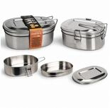 Mojawo Gew&uuml;rzbeh&auml;lter Lunchbox aus Edelstahl 2 St&uuml;ck 1250 ml Tragegriff und