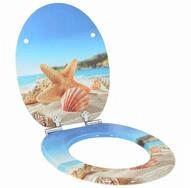 vidaXL WC-Sitz 44 x 38 cm WC-Sitz Toilettensitz Soft-Close Meeres Muschel 44x38...