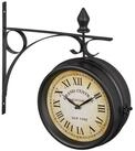 relaxdays Wanduhr Doppelseitige Bahnhofsuhr in Schwarz