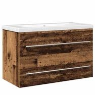 vidaXL Badezimmerspiegelschrank Waschbeckenschrank 2 stk. Altholz 80 x 38,5 x...
