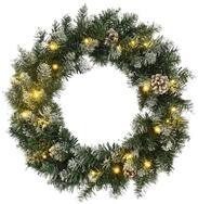 vidaXL Au&szlig;en-Wandleuchte, Weihnachtskranz mit LED-Leuchten Gr&uuml;n 60 cm PVC
