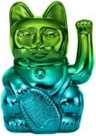 Donkey Products Dekofigur Lucky Cat Player Three Winkekatze shiny green/blue...