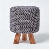 Homescapes Fu&szlig;hocker Gestrickter Fu&szlig;hocker, 42 cm hoch, grau
