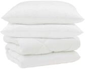 vidaXL Bett Winterbettdecke mit Kissen 3 stk. Wei&szlig; Mikrofaser (3-tlg)