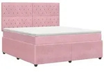 vidaXL Bett Boxspringbett mit Matratze mit Kopfteil Rosa 140 x 190 cm Samt...