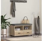 vidaXL Sitzbank, Flurbank mit Kissen mit Schubladen Sonoma-Eiche 80 x 38 x 46 cm
