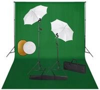 vidaXL Fotohintergrund 500 x 300 cm Fotostudio Set mit Leuchten Schirmen...