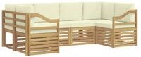 vidaXL Gartenlounge-Set Outdoor-Sofagarnitur 6 stk. Wei&szlig; und Creme Polyester,