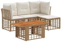 vidaXL Gartensofa Gartensofa-set 5 stk. Nat&uuml;rlich und Cremwei&szlig; Poly-Rattan, 5...