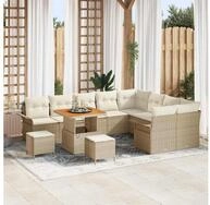 vidaXL Gartensofa, Garten-Sofa-Set mit Kissen mit Speicher 12 pcs Beige und...