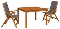 vidaXL Gartenlounge-Set 3-teilige Garten-Essgruppe Natur Massivholz
