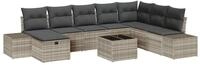 vidaXL Gartenlounge-Set Gartensofa-set 9 stk. Hellgrau Poly-Rattan, (9-tlg)