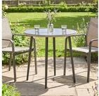 Outsunny Gartentisch Stahl Balkontisch mit Stahlrahmen, PE-Rattan-Rand (4...