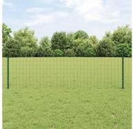 vidaXL Zaun, Zaun mit Pfosten Gr&uuml;n 0,6 x 10 m Stahl und PVC