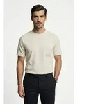 BOSS GREEN T-Shirt TS Structure 100% Cotton, Regular Fit, Rundhalsausschnitt beige M