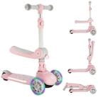 MoMi Dreiradscooter Debe, 2-in-1 Kinderroller mit Sitz, LED-R&auml;dern und Klappfunktion