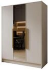 Masseno Dreht&uuml;renschrank RENVO 150 cm Kleiderschrank mit Spiegel 3 T&uuml;ren...