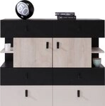 Masseno Kommode ISEO 110 cm Sideboard mit 6 Schubladen und 4 T&uuml;ren Schwarz