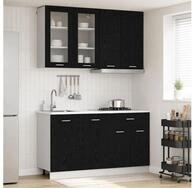 vidaXL H&auml;ngeschrank vidaXL K&uuml;cheneinheit LYON 4 stk. Schwarze Eiche...