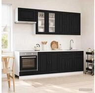 vidaXL H&auml;ngeschrank vidaXL K&uuml;cheneinheit KALMAR 8 stk. Schwarz Holzwerkstoff