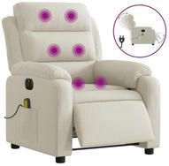 vidaXL Massagesessel, Relaxsessel Elektrisch Creme Samt