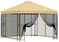vidaXL Pavillon 3 x 3 m Garten Pavillon mit Seitenw&auml;nden 3x3 m Creme