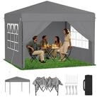 LuxusKollektion Faltpavillon Pavillon 3x3m mit Seitenw&auml;nden Silbergrau