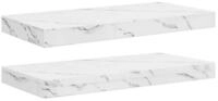vidaXL Regal Wandregal 2 stk. Wei&szlig; Marmor 50 x 23,5 x 3,8 cm Holzwerkstoff,...