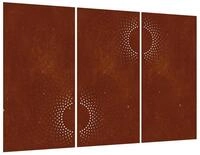 vidaXL Wandbild 3-tlg. Garten-Wanddeko 105x55 cm Cortenstahl Sonnen-Design, (1...