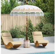 vidaXL Sonnenschirm, Balinesischer Sonnenschirm mit Sockel Creme 185 x 185 x...