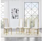 STILVORA Esszimmerstuhl 4er-Set Esstischst&uuml;hle mit Wei&szlig;es PU-Leder + Goldglanz