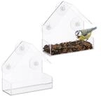 relaxdays Vogelhaus Fenster-Vogelfutterhaus 2er Set