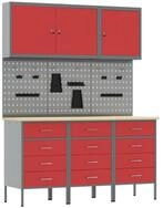 vidaXL Werkzeugschrank Werkbank 8 stk. Rot und Grau Ingenieure Holz und Stahl...