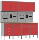 vidaXL Werkzeugschrank Werkbank 10 Stk. Rot und Grau Ingenieure Holz und Stahl