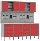 vidaXL Werkzeugschrank Werkbank 10 Stk. Rot und Grau Ingenieure Holz und Stahl