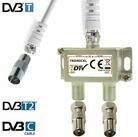 TronicXL SAT-Verteiler IEC Verteiler Antennenverteiler 2fach + Kabel Adapter Splitter