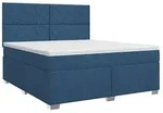 vidaXL Bett Boxspringbett mit Matratze mit Kopfteil Blau 160 x 200 cm Stoff...