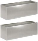 vidaXL Blumentopf Garten-Pflanzgef&auml;&szlig; 2 stk. Silber 60 x 20 x 20 cm Edelstahl...