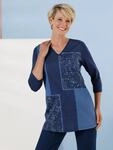 Longshirt "Longshirt", Damen, Gr. 38, marine, jeansblau, 100% Baumwolle, bedruckt,